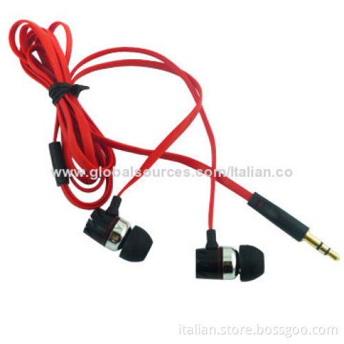 High-quality Colorful Flat Cable Earphones, 20-20,000Hz Frequency Response
